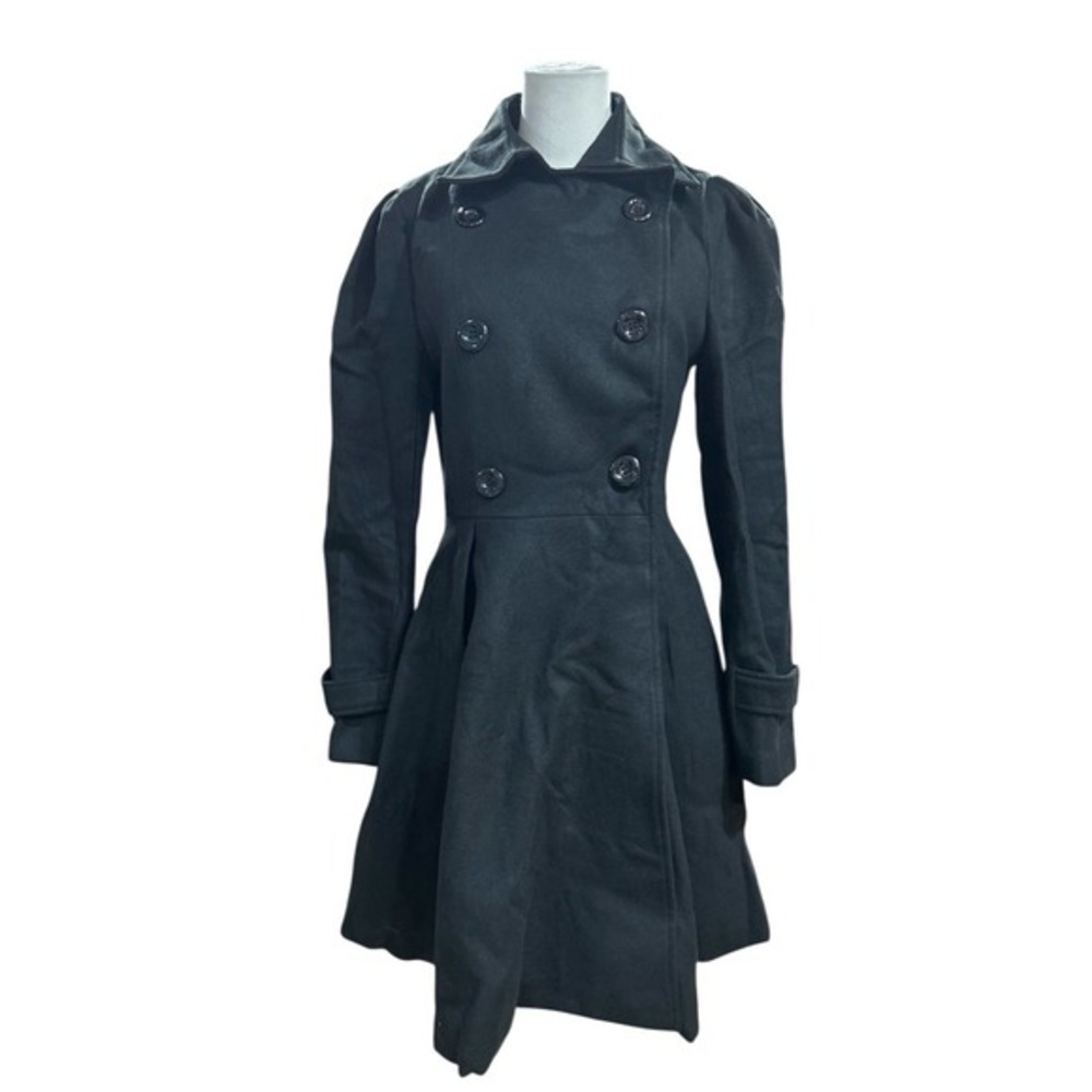 Fore Mode Women's‎ Pea Coat M Black Swing Double Breasted